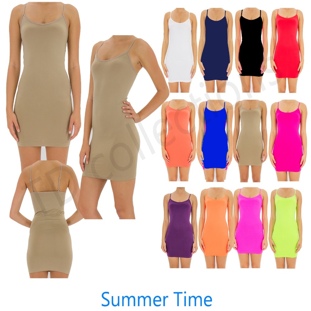 SEAMLESS SLIP CAMISOLE MINI DRESS Extra LONG tunic